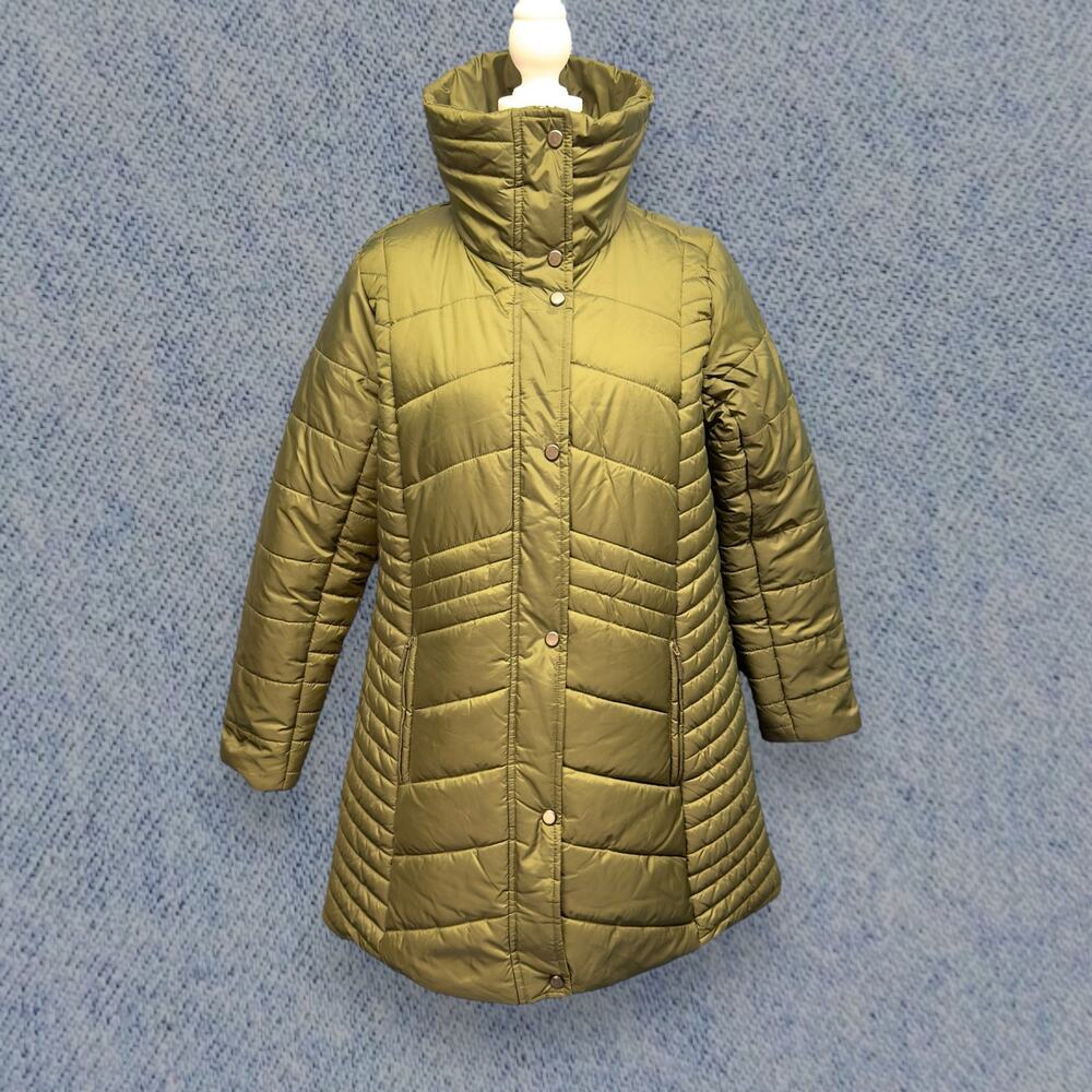 Weatherproof Women’s Green Puffer Coat with High Collar Sz: Large